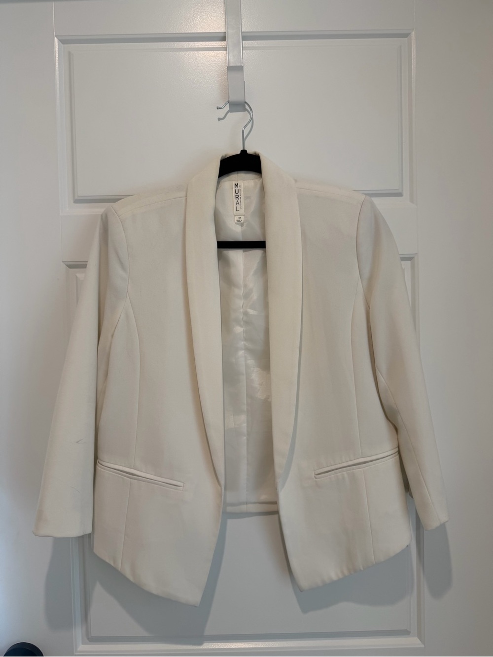Mural Women's Cream Open-Front Shawl Collar Blazer